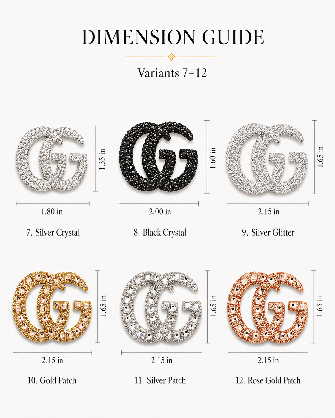 12 GG logo variants on display