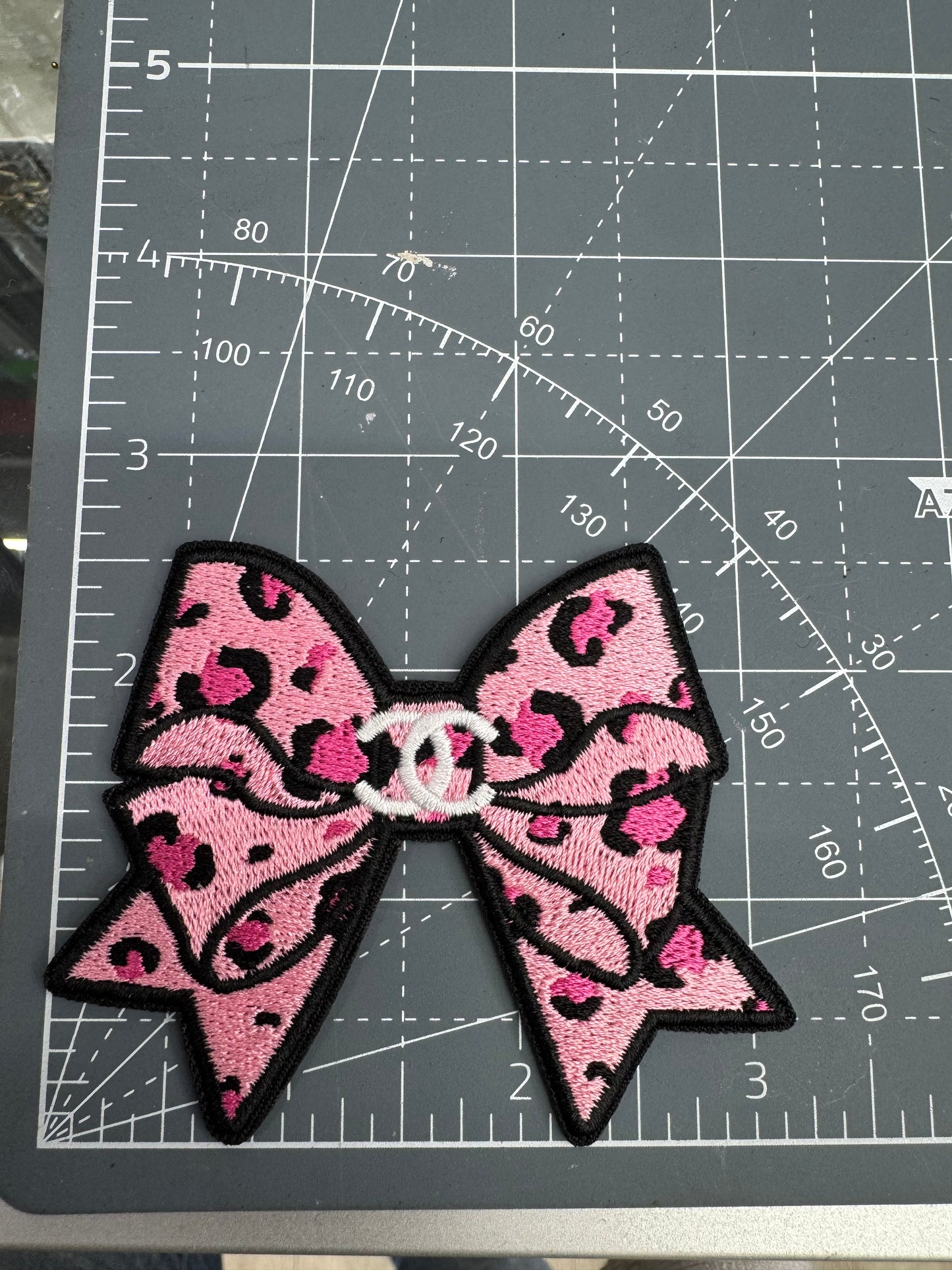 Pink CC patch bow