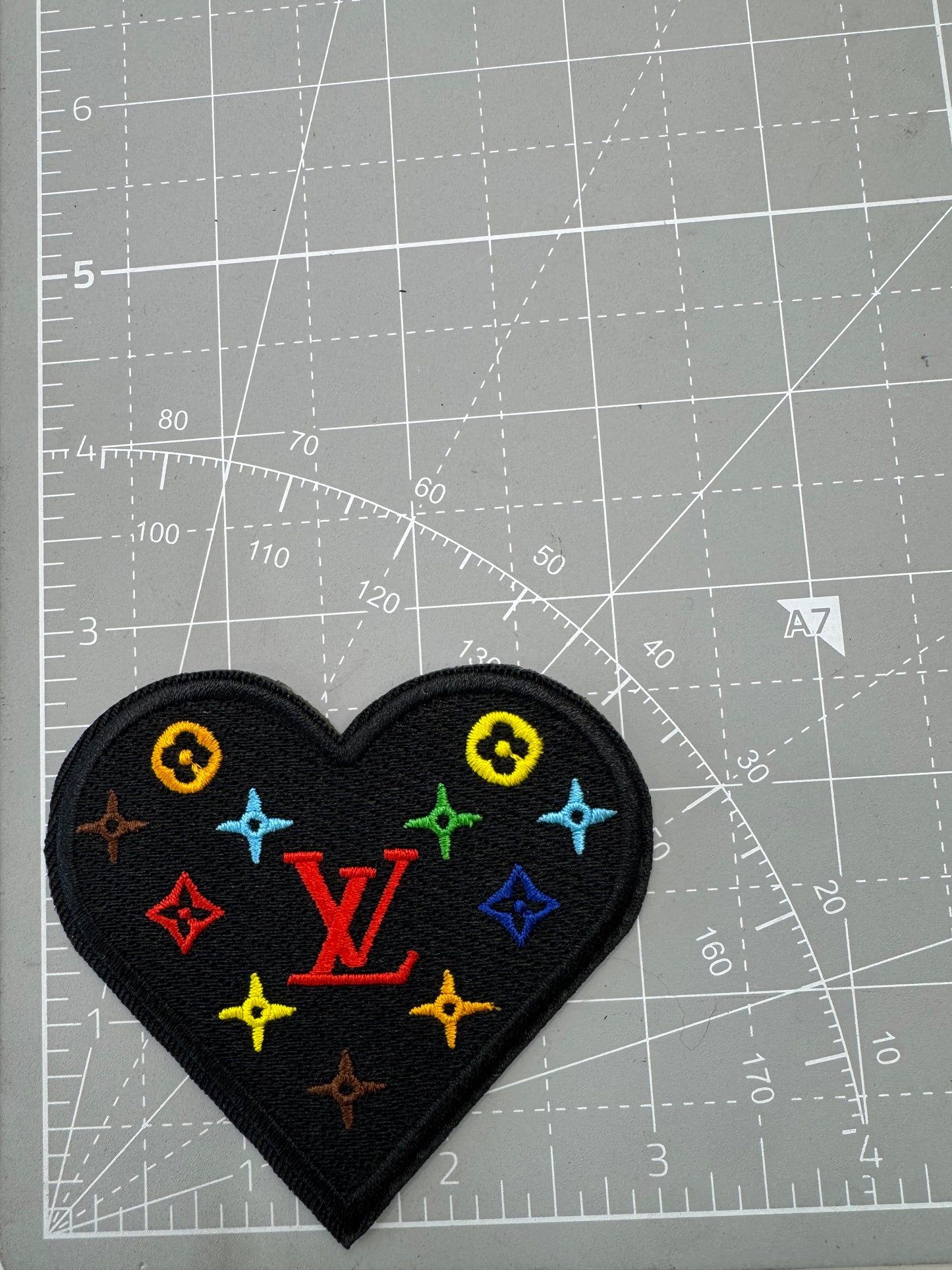 Heart LV iron on patch