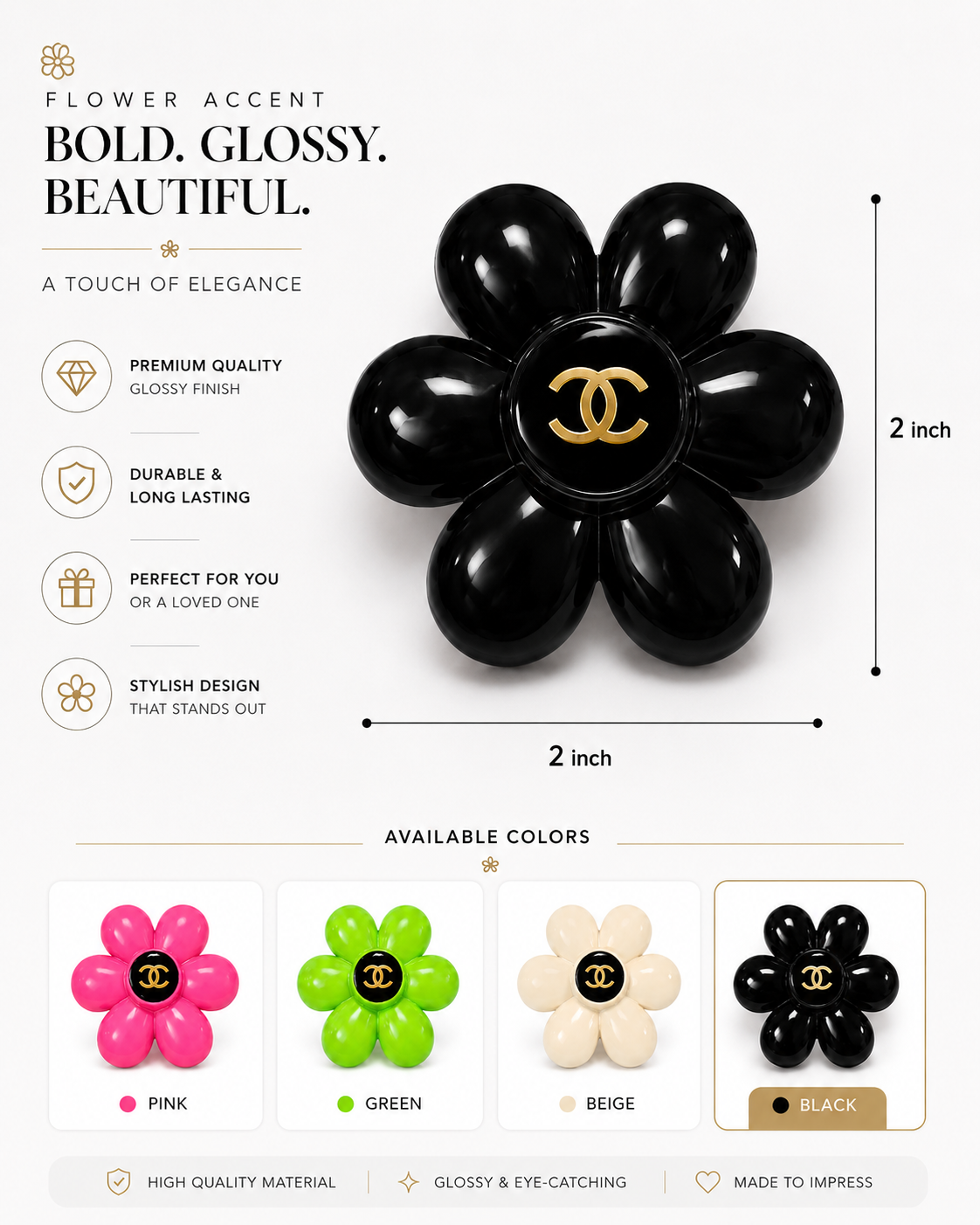 Pink Flower Flat Back Charm
