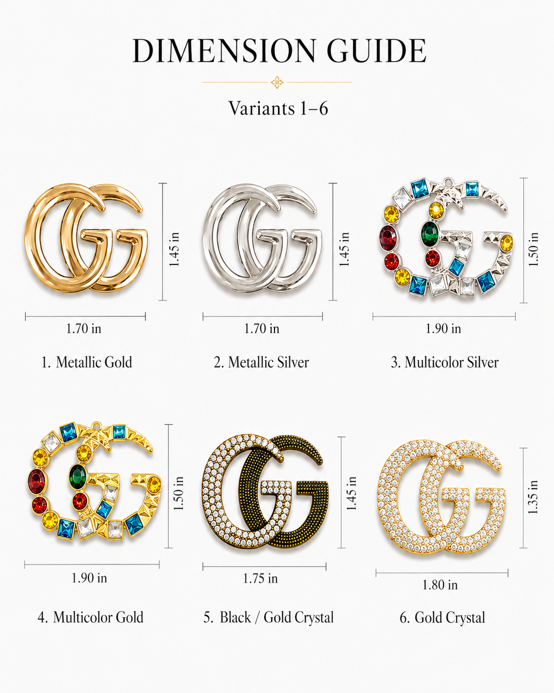 12 GG logo variants on display
