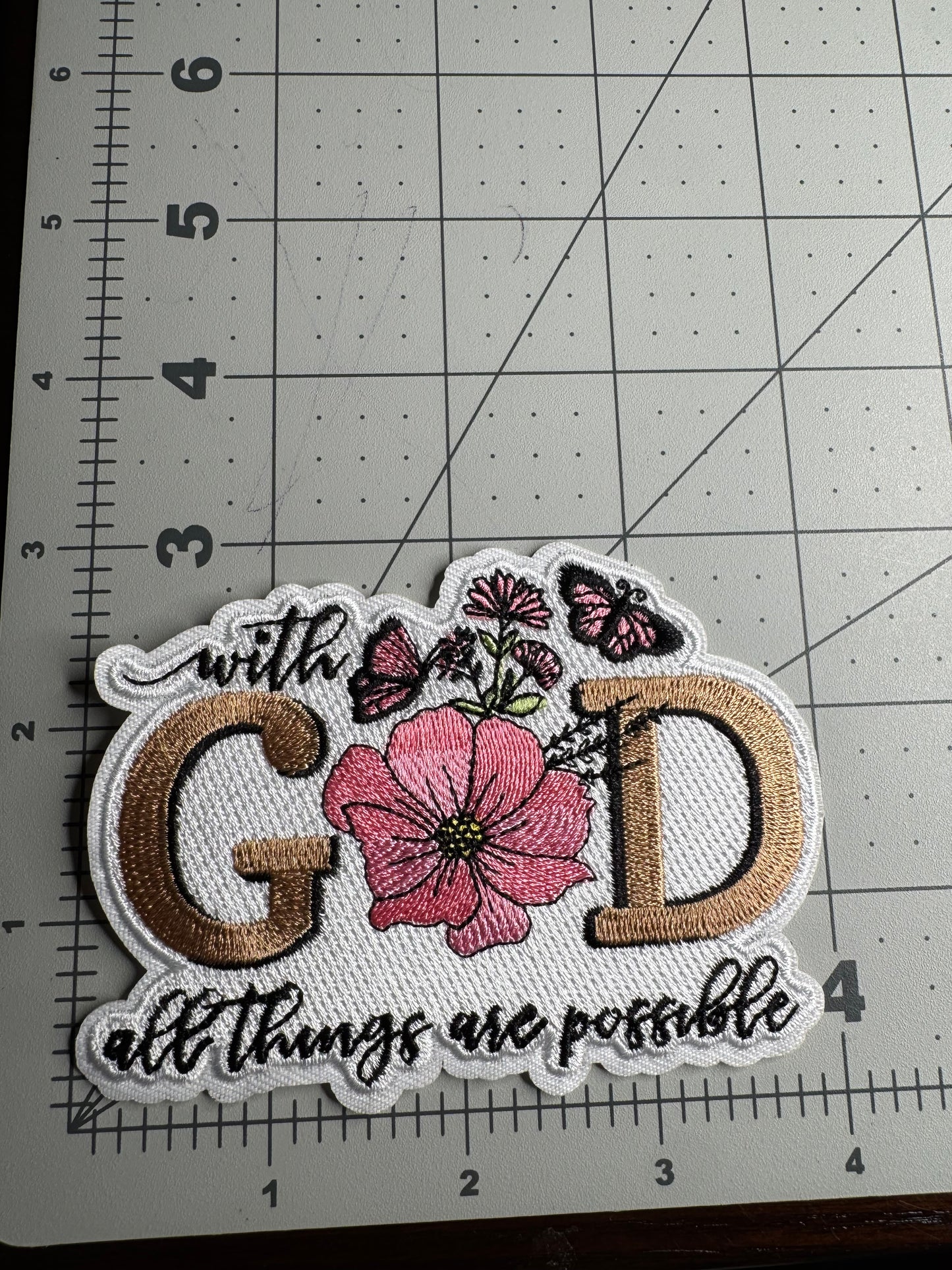 With God, all things are possible  Iron on Patch ￼