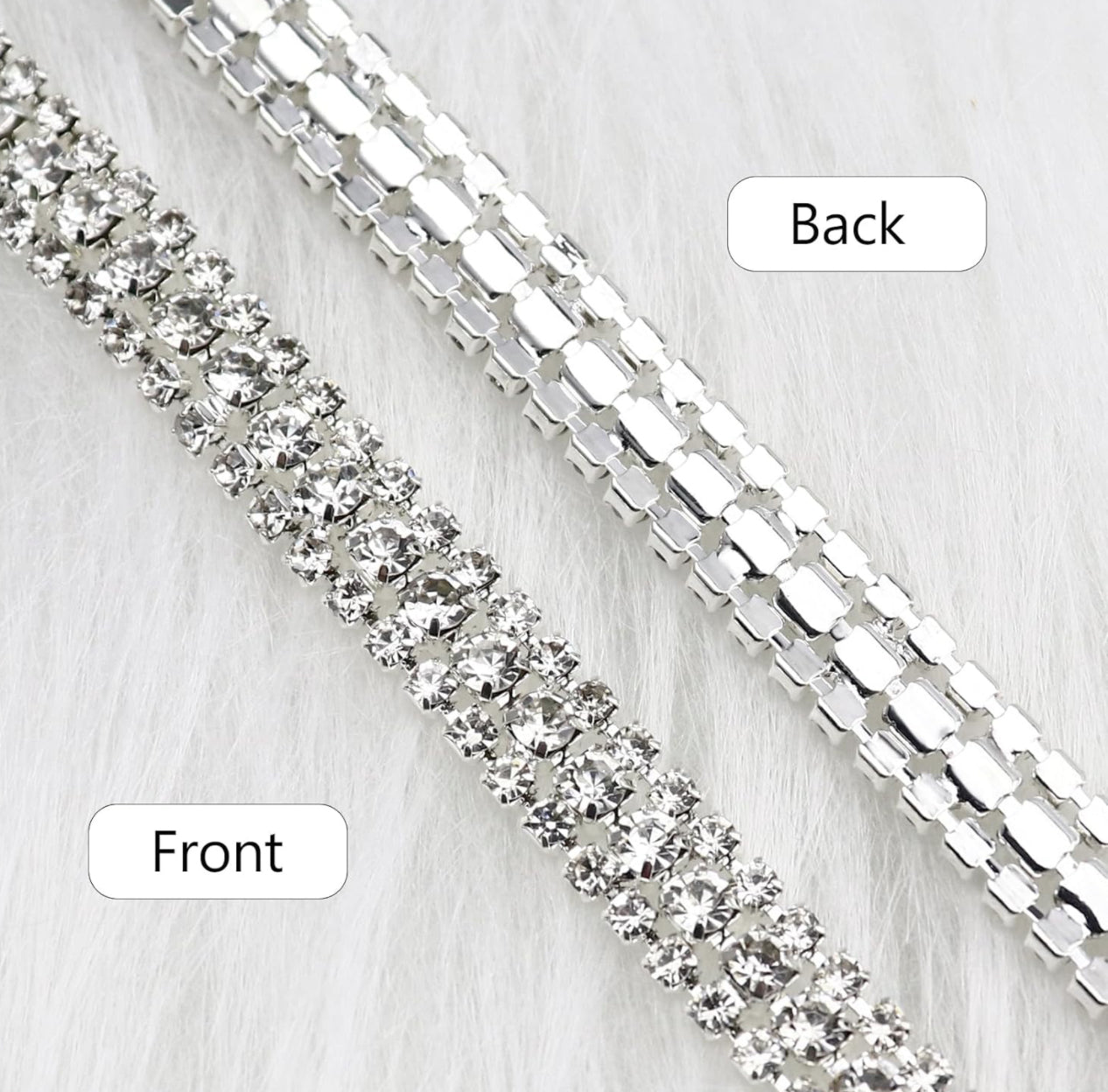 1 Roll 10 Yards Crystal Rhinestone Trim Close Cup Clear Chain with Gold Setting Base (SS12 3mm) /  (SS16 4mm)