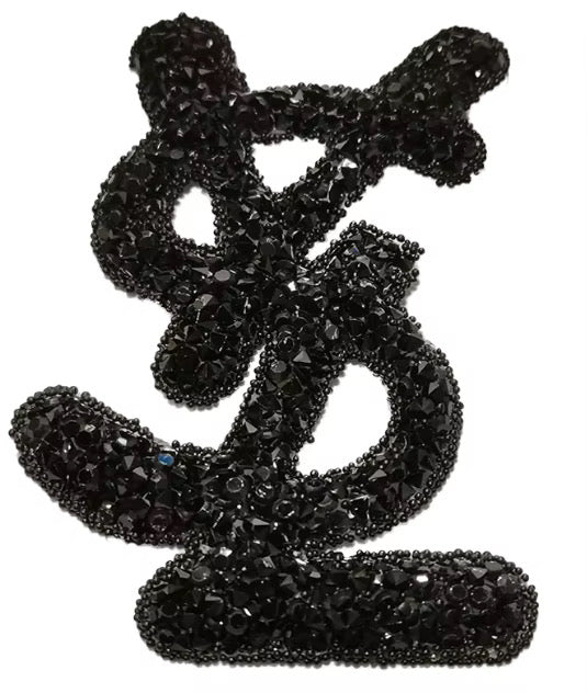 Black glitter Dollar sign patch