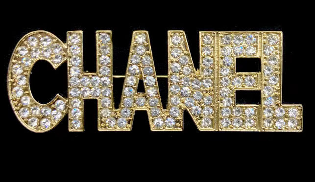 Chanel Paris Gold Metal Label Plate with Black Text