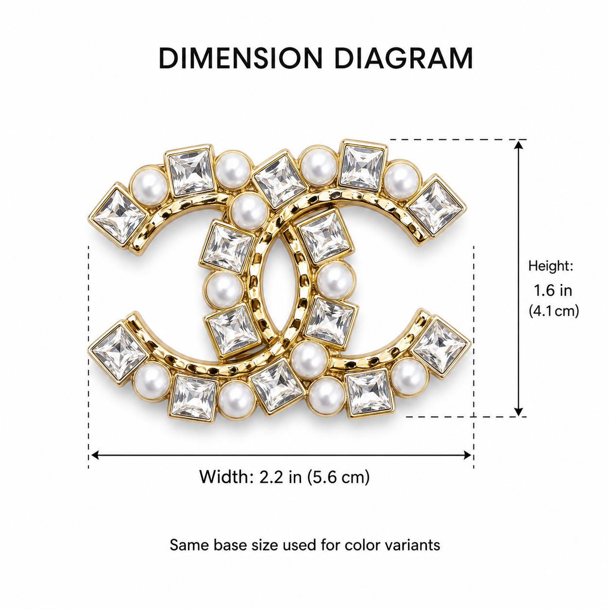👉 Luxury CC Crystal Brooch Collection – Multiple Color Variants