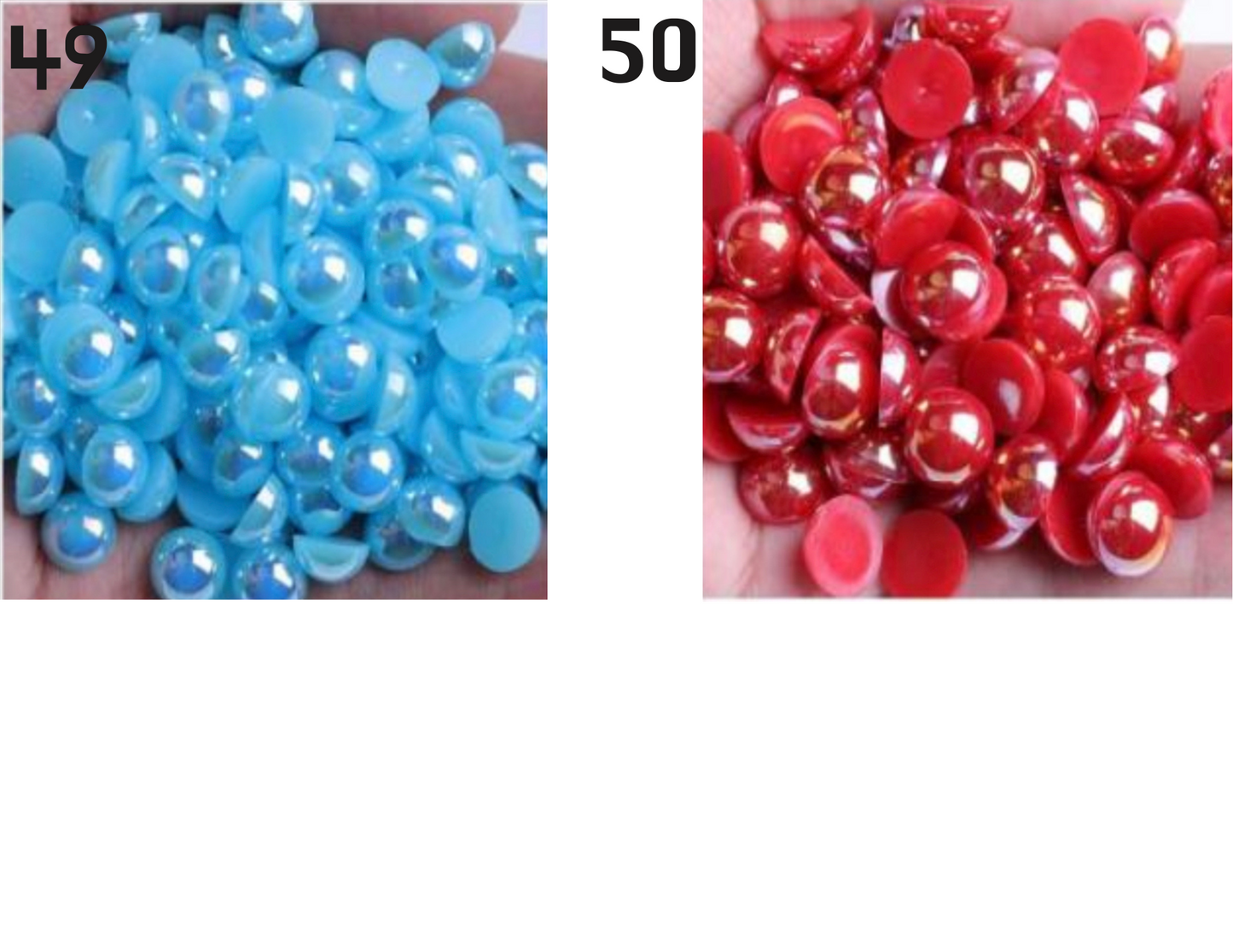 Half  AB Flat-back Pearl Beads mix size 4-10mm mix size shiny round