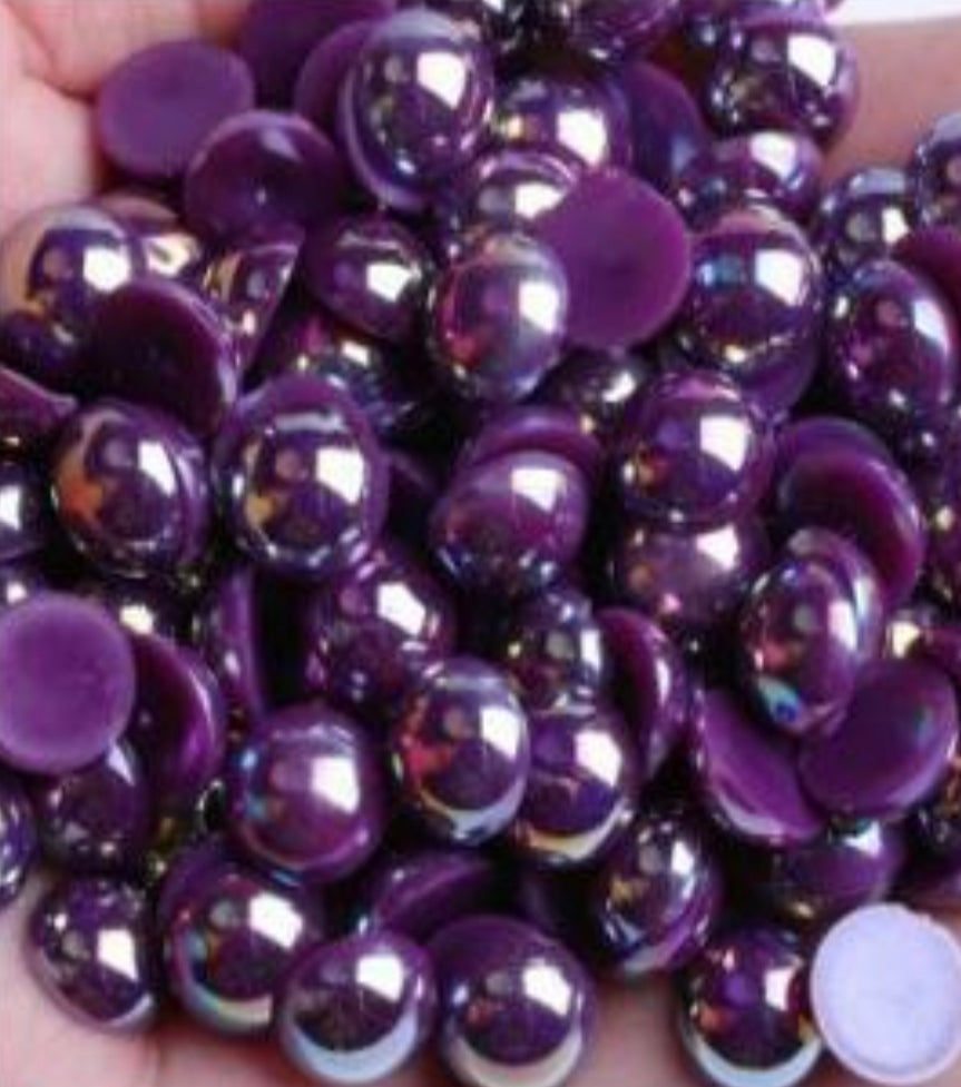 Half  AB Flat-back Pearl Beads mix size 4-10mm mix size shiny round