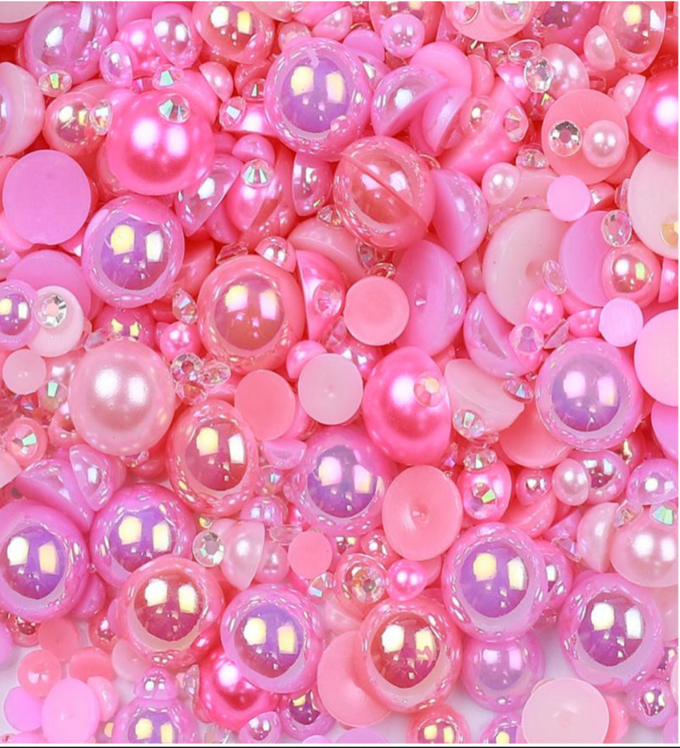 Mix Resin Pearls Rhinestones size, 3-10mm Half Pearls