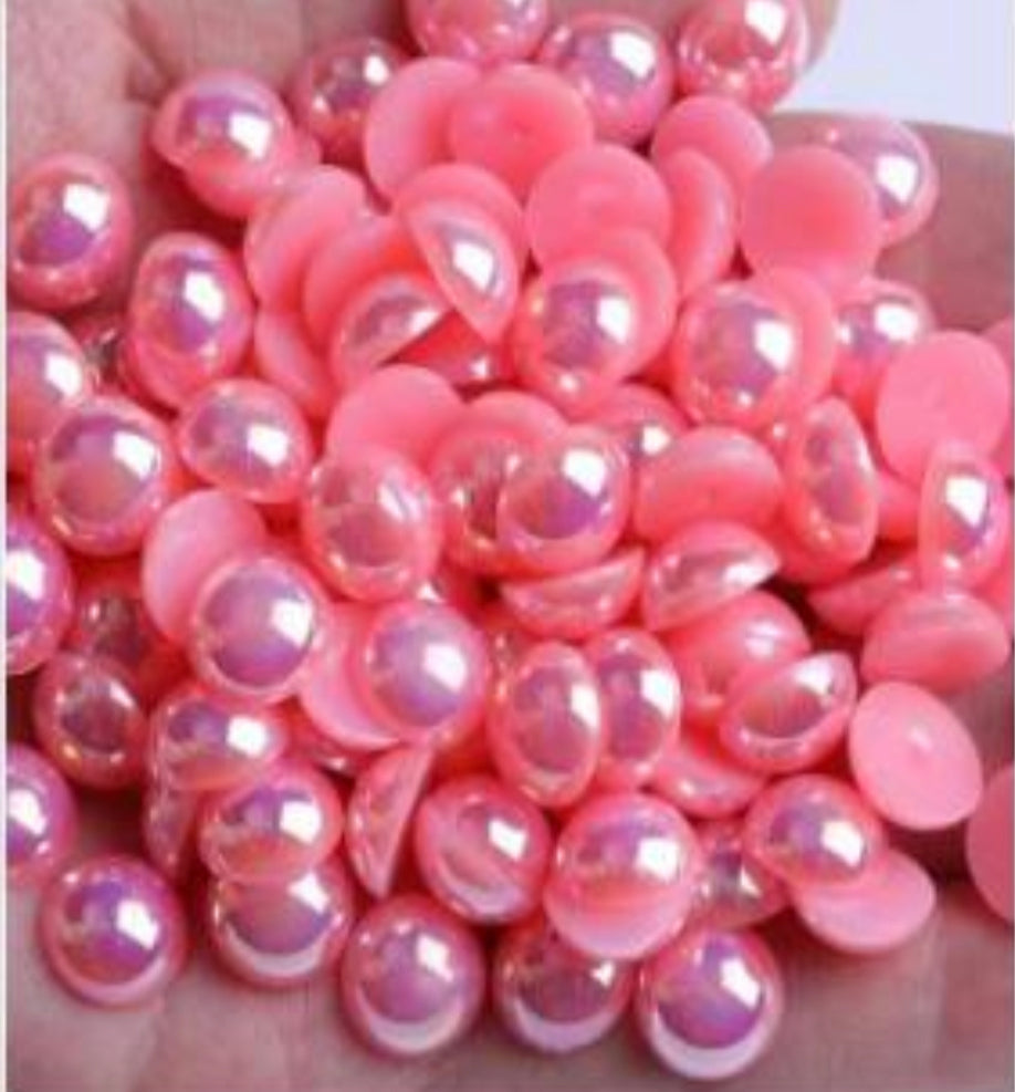 Half  AB Flat-back Pearl Beads mix size 4-10mm mix size shiny round