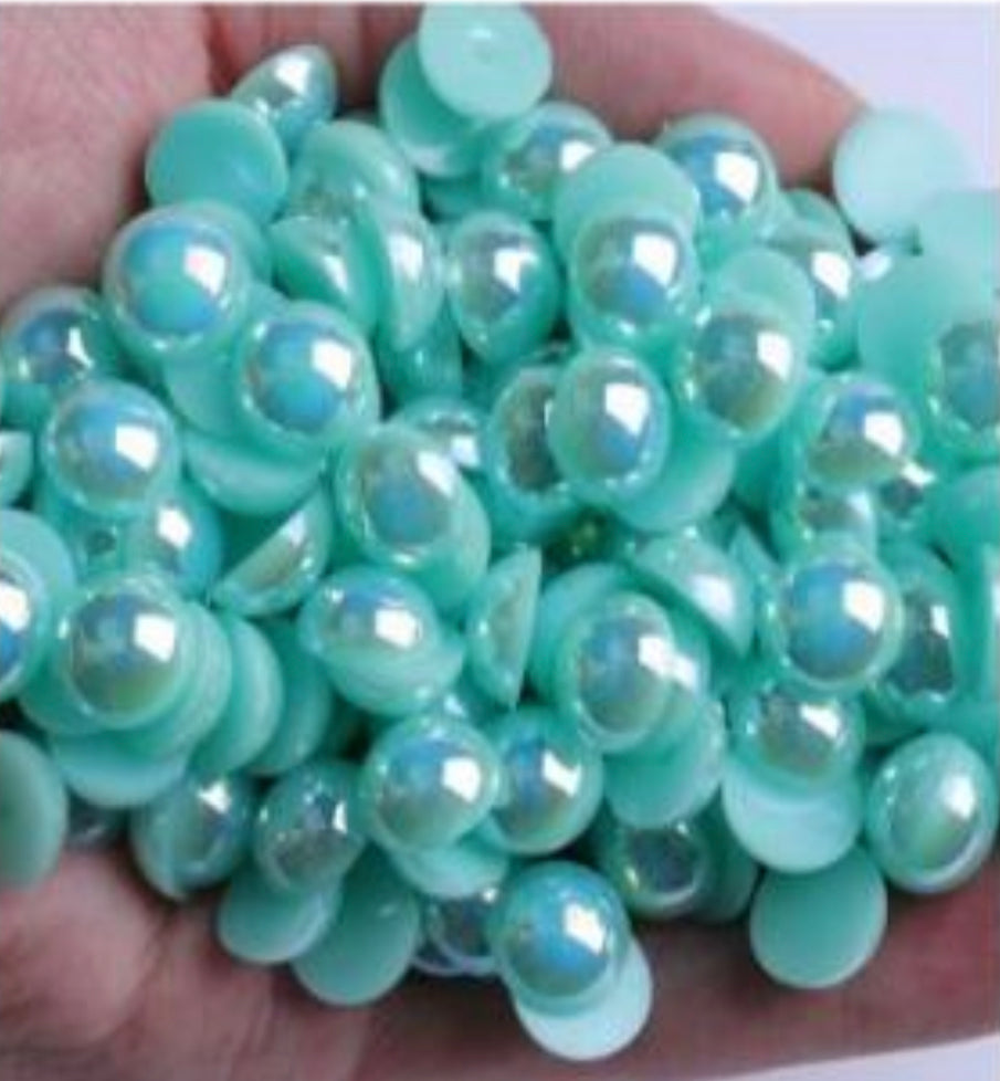 Half  AB Flat-back Pearl Beads mix size 4-10mm mix size shiny round