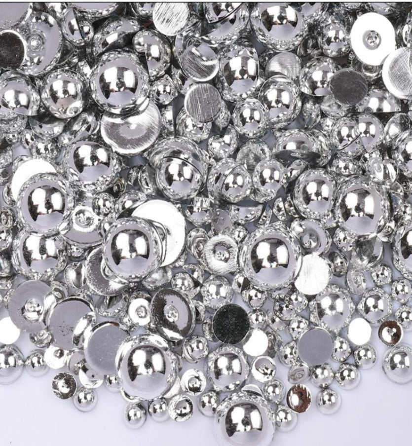 Mix Resin Pearls Rhinestones size, 3-10mm Half Pearls