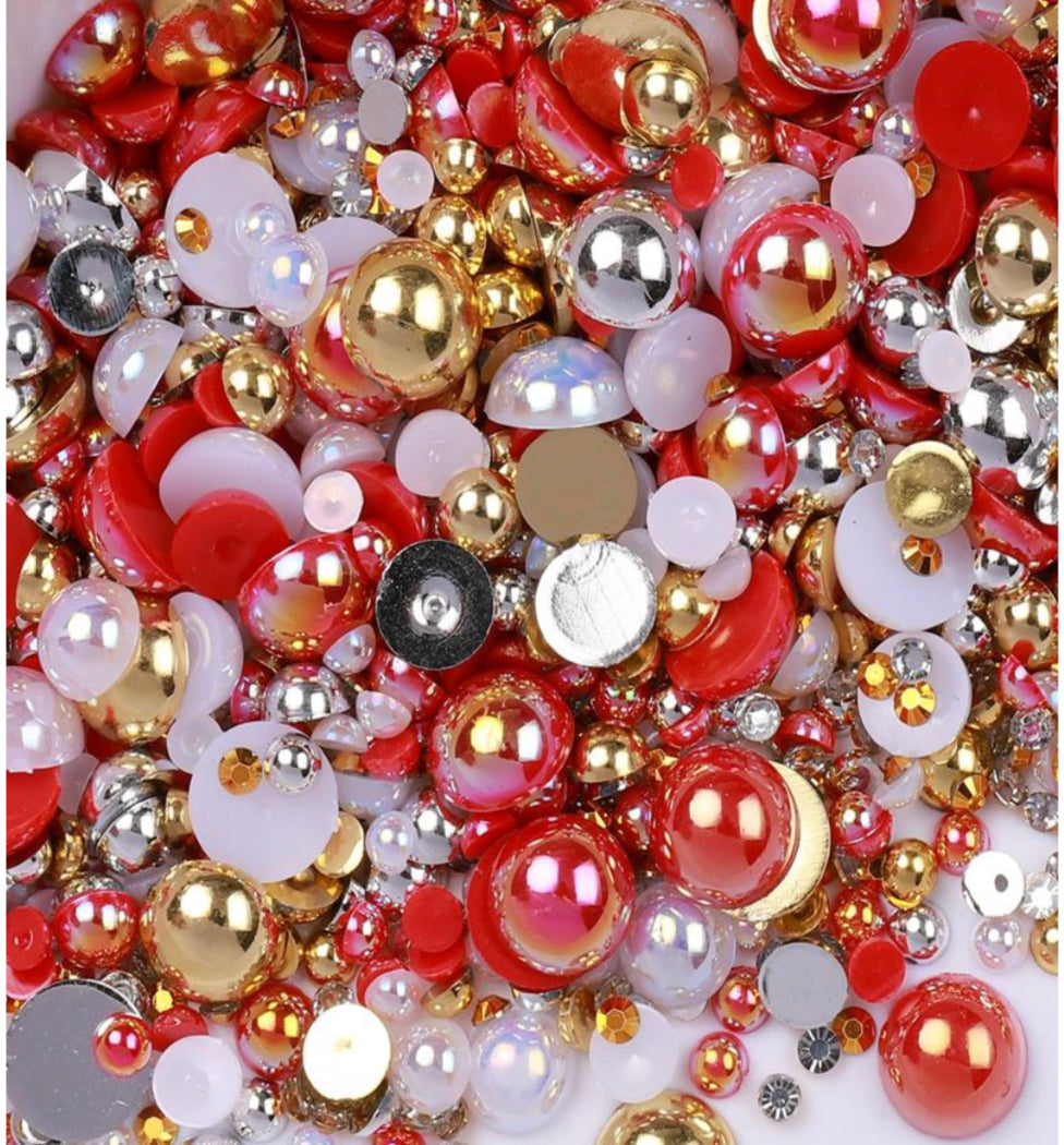 Mix Resin Pearls Rhinestones size, 3-10mm Half Pearls