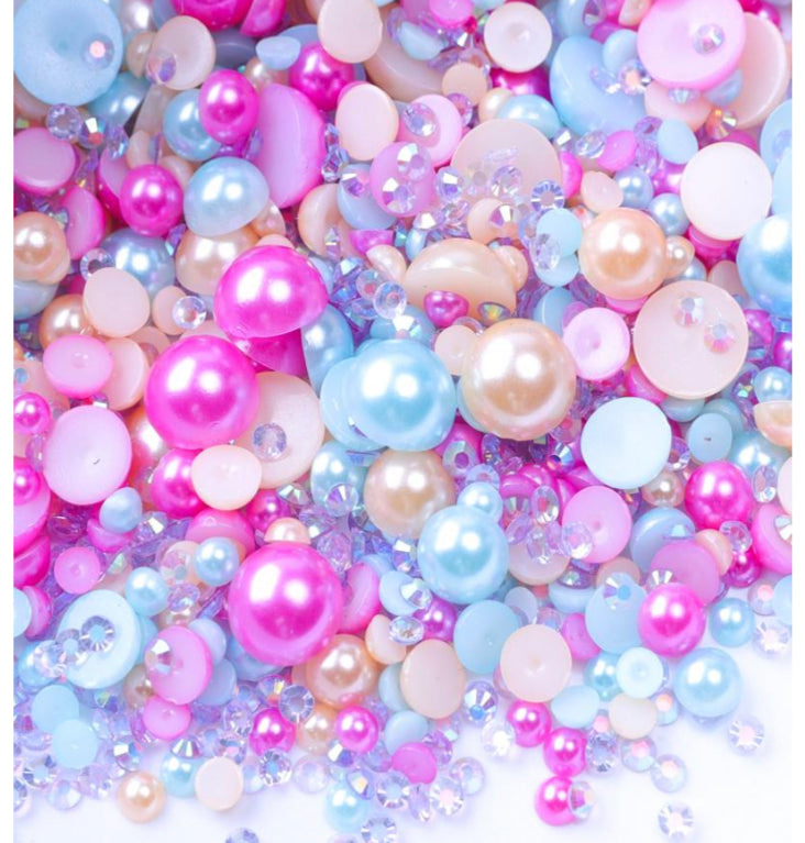 Mix Resin Pearls Rhinestones size, 3-10mm Half Pearls