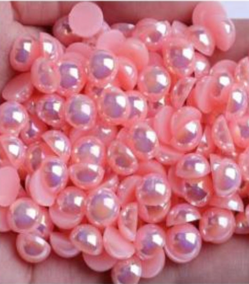 Half  AB Flat-back Pearl Beads mix size 4-10mm mix size shiny round