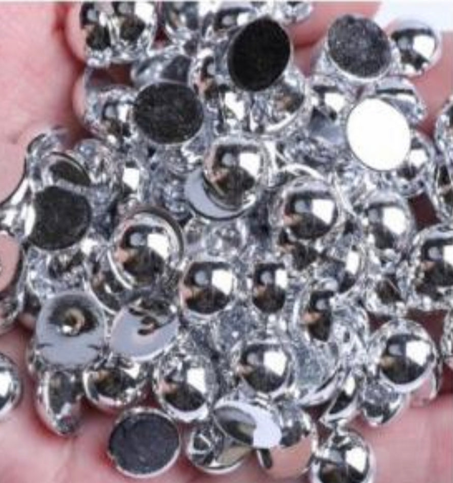 Half  AB Flat-back Pearl Beads mix size 4-10mm mix size shiny round