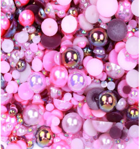 Mix Resin Pearls Rhinestones size, 3-10mm Half Pearls