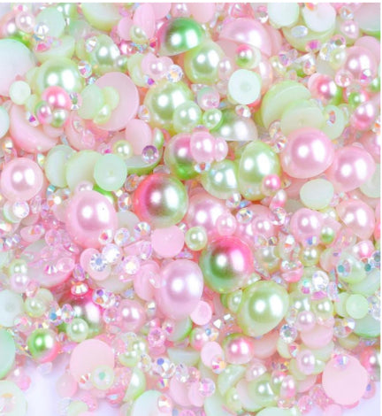 Mix Resin Pearls Rhinestones size, 3-10mm Half Pearls