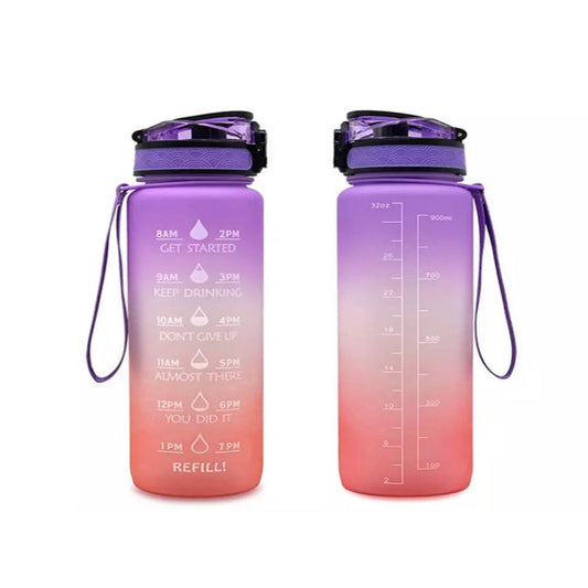 32oz Motivational Water Bottle with Strainer, Fruit Infuser & Brush - Nature's Finest Herbs