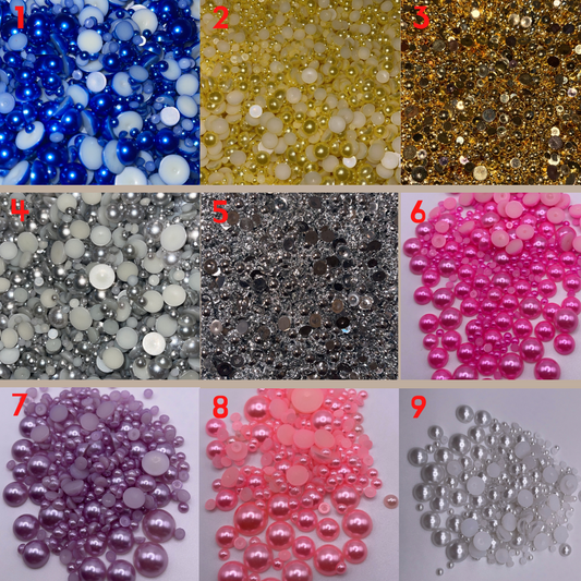 Half Pearls for Crocs Shoes Crafts,Nail Pearls for Nails Art for Crafting DIY Accessory, Flat-back Pearls gems