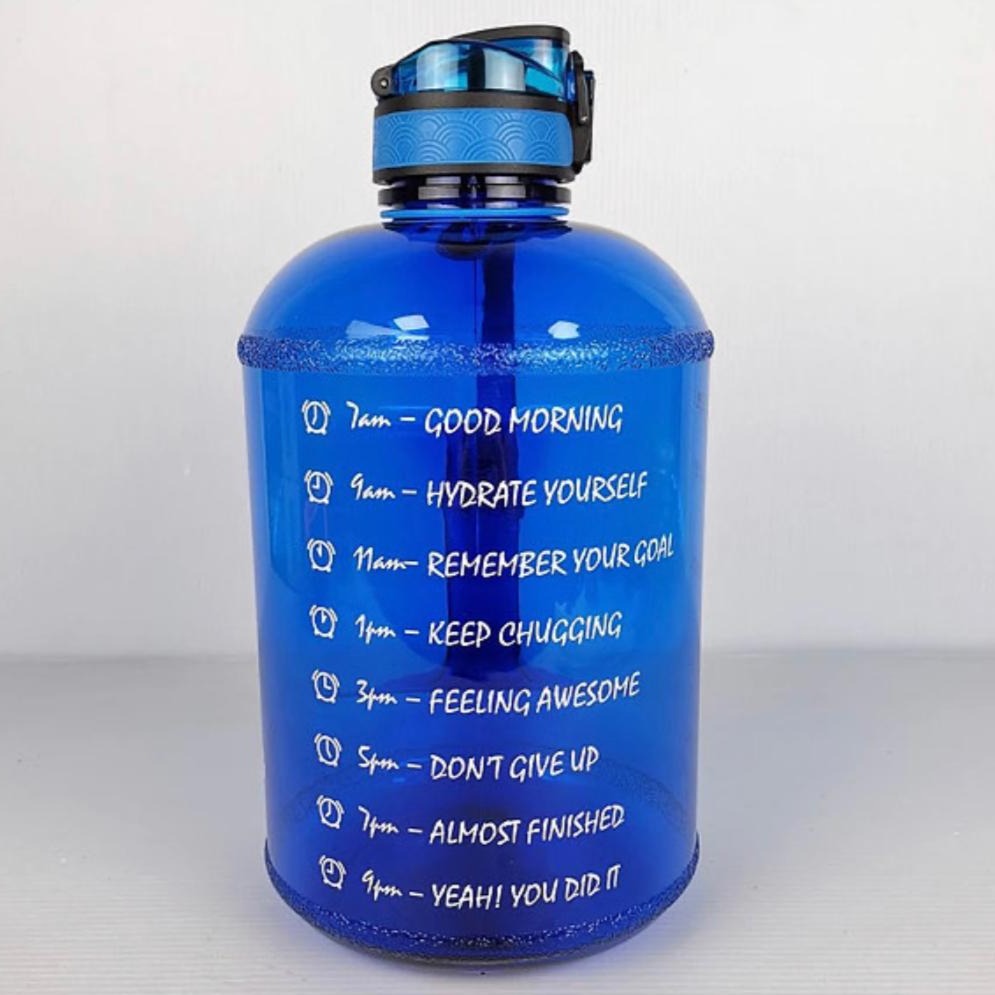 1 Gallon Large Water Bottle with Straw Motivational and Time Marker - Nature's Finest Herbs