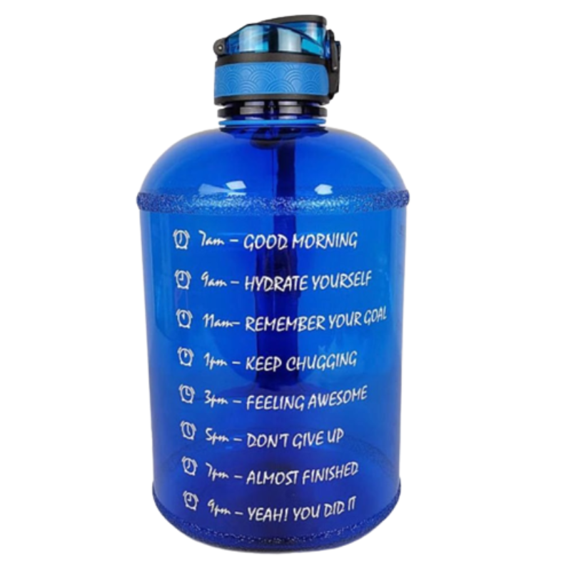 1 Gallon Large Water Bottle with Straw Motivational and Time Marker